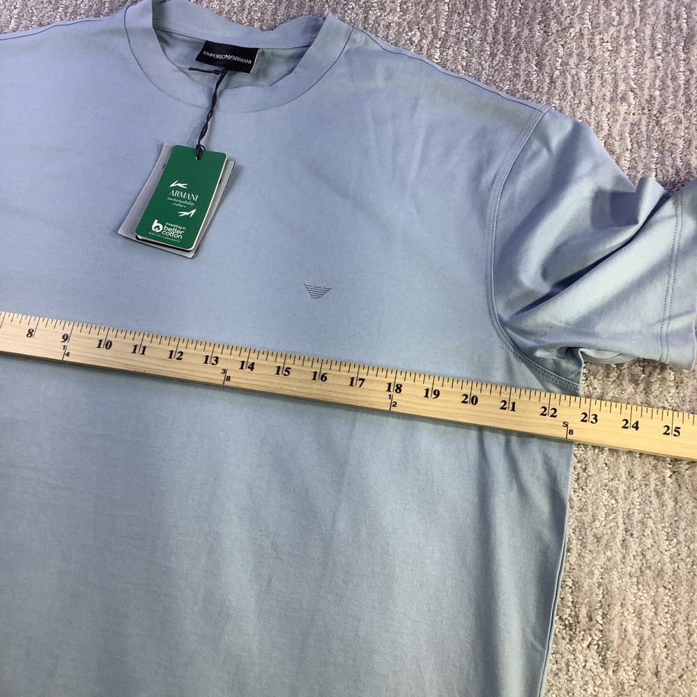 Emporio Armani Mens Pearl Blue Crew Neck T Shirt Travel Essential Easy XL NWT - Picture 10 of 12